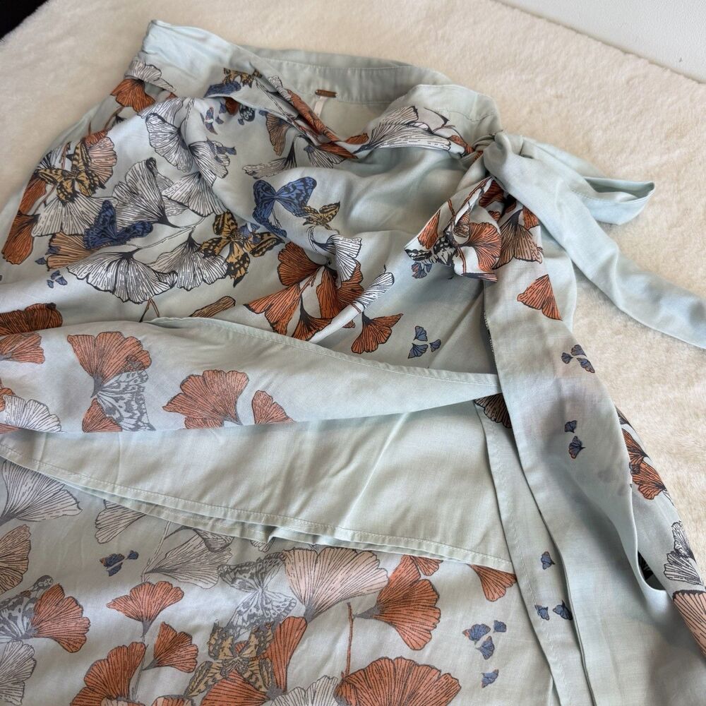 Free People Bri Bri Butterfly Maxi Skirt Blue Orange Women’s 6 Boho Spring - Picture 15 of 16